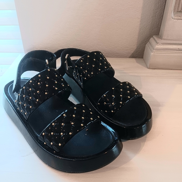 Jeffrey Campbell Ardeman Sandal in Black Patent and Gold Studs - Picture 2 of 7